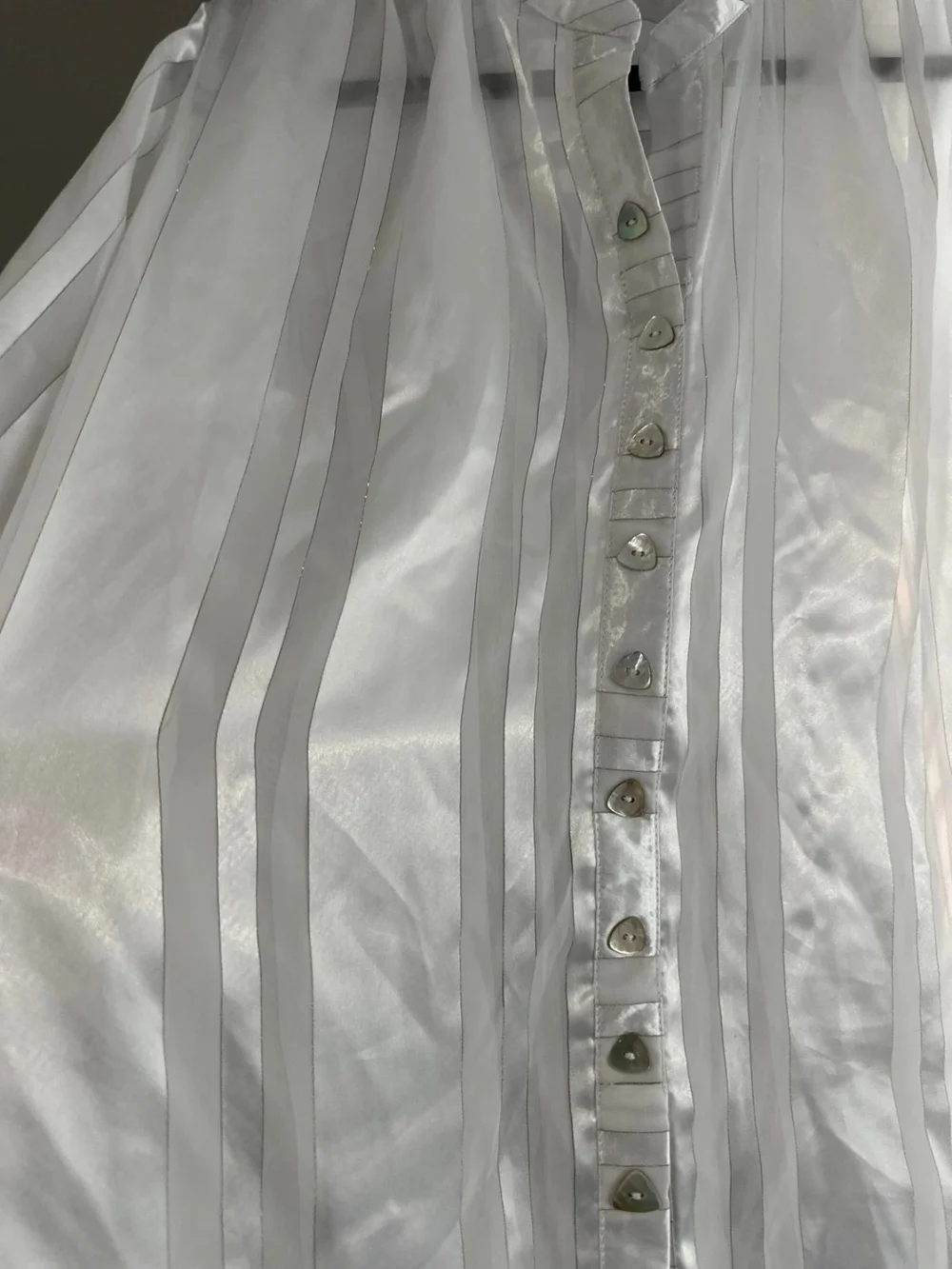Lightweight White Sheer Stripe Shirt Jacket